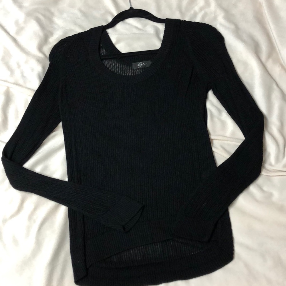 Sheer knit black sweater